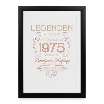 50ème Anniversaire Légende Décembre Millésime 1975 - Affiche encadrée (27 × 37 cm) - noir - Devant