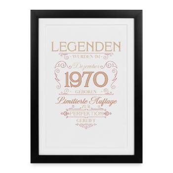 55. Geburtstag Legende Dezember Jahrgang 1970 - Gerahmtes Poster (27 × 37 cm) - Schwarz - Vorne