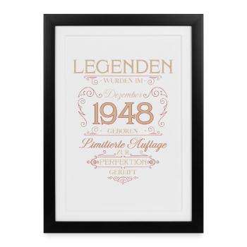 77th Birthday Legend December Vintage 1948 - Framed poster (27 × 37 cm) - black - Front
