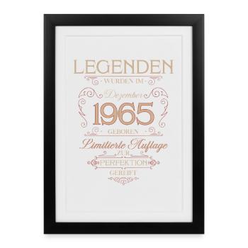 60ème Anniversaire Légende Décembre Millésime 1965 - Affiche encadrée (27 × 37 cm) - noir - Devant