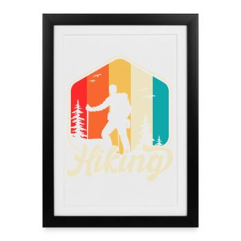 Hiking Retro - Gerahmtes Poster (27 × 37 cm) - Schwarz - Vorne