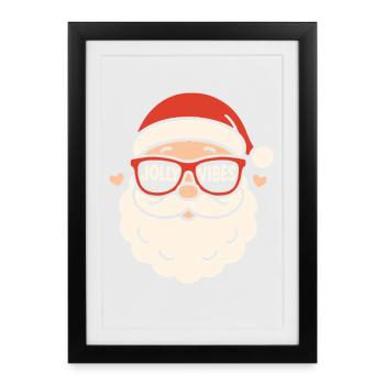 Jolly Vibes Weihnachtsmann Familie Weihnachtsspaß - Gerahmtes Poster (27 × 37 cm) - Schwarz - Vorne