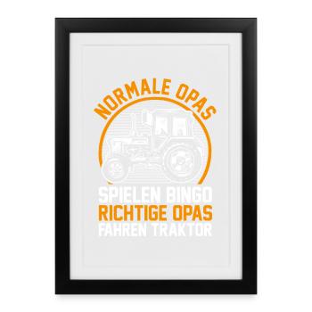 Agriculteur Ferme Agriculteur Agriculteur Grand-père Grand-père Trak - Affiche encadrée (27 × 37 cm) - noir - Devant