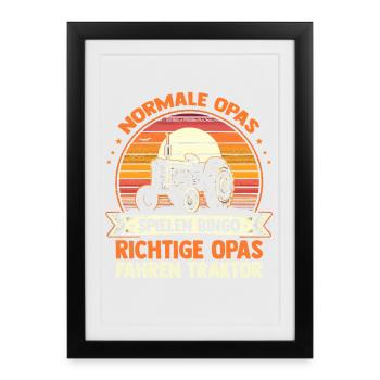 Landwirt Bauernhof Farmer Bauer Opa Großvater Trak - Gerahmtes Poster (27 × 37 cm) - Schwarz - Vorne