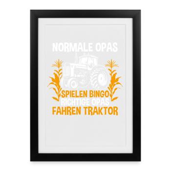 Landwirt Bauernhof Farmer Bauer Opa Großvater Trak - Gerahmtes Poster (27 × 37 cm) - Schwarz - Vorne