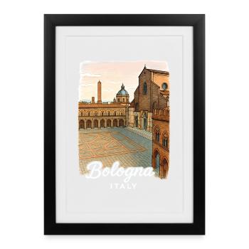 Bologne, Italie - Affiche encadrée (27 × 37 cm) - noir - Devant