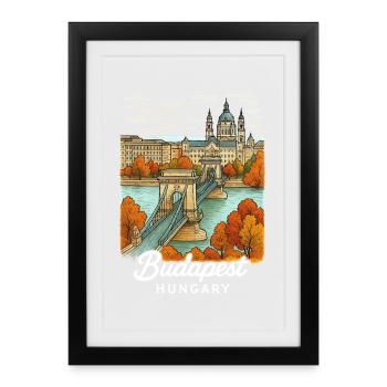 Budapest Hungary - Framed poster (27 × 37 cm) - black - Front