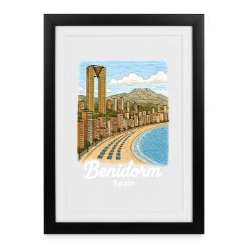 Benidorm, Spain - Framed poster (27 × 37 cm) - black - Front