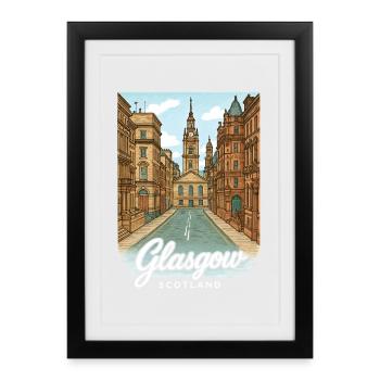 Glasgow, Écosse - Affiche encadrée (27 × 37 cm) - noir - Devant