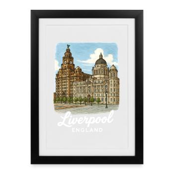 Liverpool, Angleterre - Affiche encadrée (27 × 37 cm) - noir - Devant