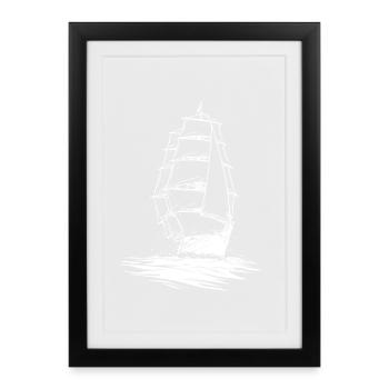Sailing Boat Artwork Sailor - Framed poster (27 × 37 cm) - black - Front