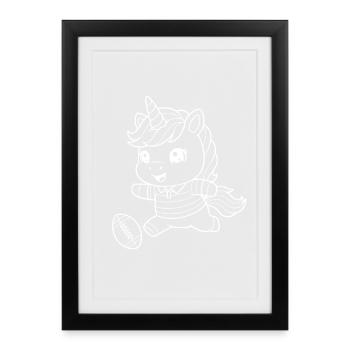Unicorn Playing American Football - Framed poster (27 × 37 cm) - black - Front