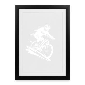 Mountainbike Energetic Mountain Biker - Framed poster (27 × 37 cm) - black - Front