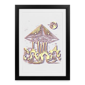 Ancient Pyramid UFO Mystery Design Shirt - Framed poster (27 × 37 cm) - black - Front