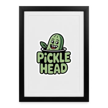 Pickle Head Cucumbers Cartoon Funny Humor - Framed poster (27 × 37 cm) - black - Front