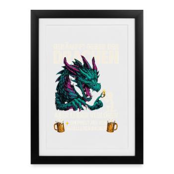 Chemise de soirée d’enterrement de vie de garçon combattue de dragon - Affiche encadrée (27 × 37 cm) - noir - Devant