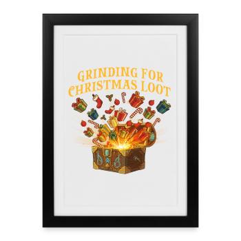 Broyage Pour Noël Butin RPG Gamer Vacances - Affiche encadrée (27 × 37 cm) - noir - Devant