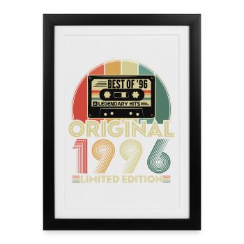 1996 Vintage Vintage Anniversaire Cadeau Rétro - Affiche encadrée (27 × 37 cm) - noir - Devant