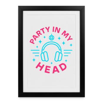 Casque Silent Disco Rave Neon Festival Danse - Affiche encadrée (27 × 37 cm) - noir - Devant
