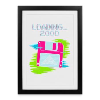 Disquette Nostalgie 2000 - Affiche encadrée (27 × 37 cm) - noir - Devant