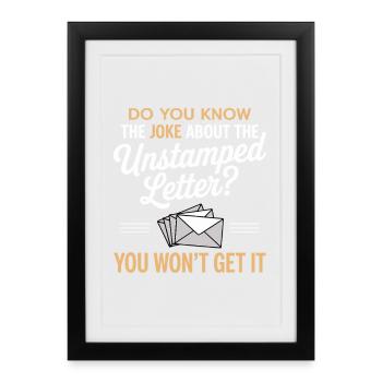 Mail Carrier Joke Unstamped Letter Postal Worker - Framed poster (27 × 37 cm) - black - Front