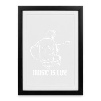 Musicien guitariste – musique et conception sonore - Affiche encadrée (27 × 37 cm) - noir - Devant