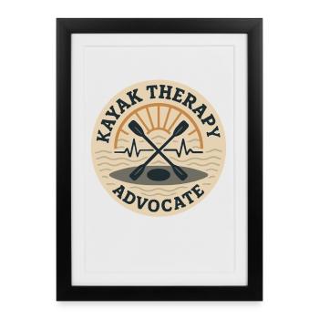 Kayak therapy, Calm nature, Paddling, Psychic - Framed poster (27 × 37 cm) - black - Front