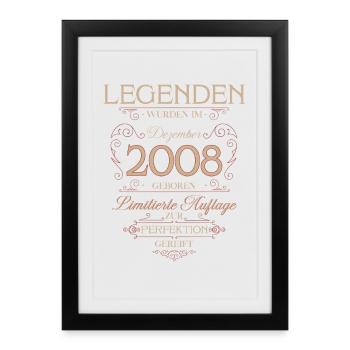 18ème Anniversaire Légende Décembre Millésime 2008 - Affiche encadrée (27 × 37 cm) - noir - Devant