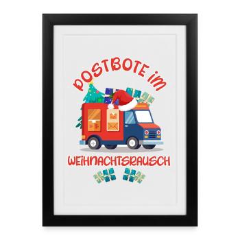 Noël FACTEUR DANS LA FRÉNÉSIE DE NOËL Drôle - Affiche encadrée (27 × 37 cm) - noir - Devant