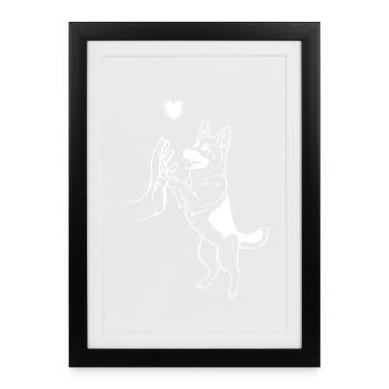 Berger Allemand Art Chien - Affiche encadrée (27 × 37 cm) - noir - Devant