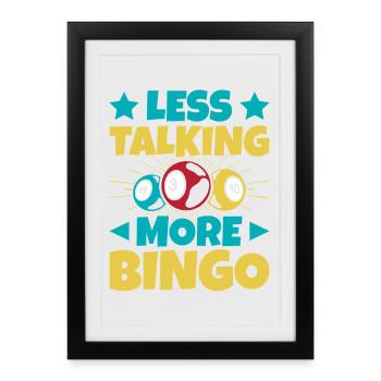 Jeu de bingo Moins parler Plus Bingo - Affiche encadrée (27 × 37 cm) - noir - Devant