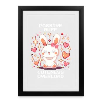Surcharge de gentillesse | Fille lapin - Affiche encadrée (27 × 37 cm) - noir - Devant