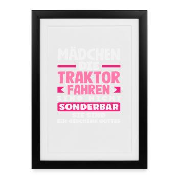 Tractor Driver Funny Farm Girl Tractor - Framed poster (27 × 37 cm) - black - Front