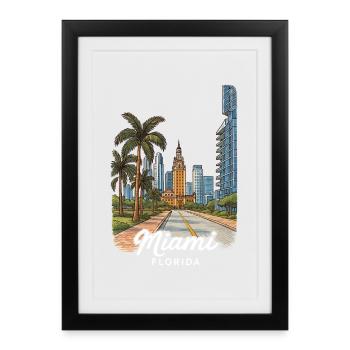 Miami, Floride - Affiche encadrée (27 × 37 cm) - noir - Devant