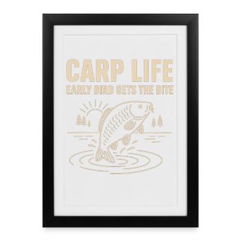 Carp Life Early Bird Catches More - Framed poster (27 × 37 cm) - black - Front