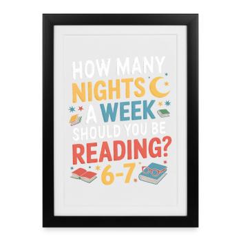 Motivation lecture 6-7 nuits fleurs rétro - Affiche encadrée (27 × 37 cm) - noir - Devant