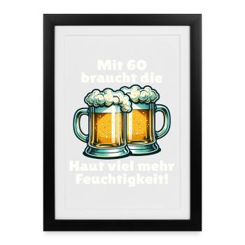 60e anniversaire des années 60 des années 60 cadeau dire dictons - Affiche encadrée (27 × 37 cm) - noir - Devant