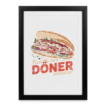 Doner Kebab Humour - Affiche encadrée (27 × 37 cm) - noir - Devant