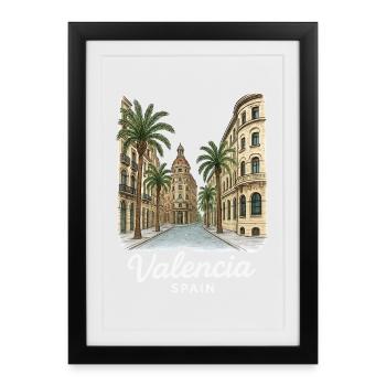Valencia - Framed poster (27 × 37 cm) - black - Front