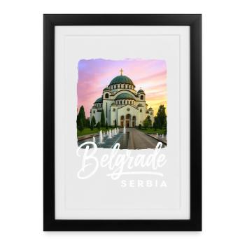 Belgrade, Serbie - Affiche encadrée (27 × 37 cm) - noir - Devant