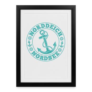 Vacances à la mer du Nord NORDDEICH Souvenirs Funny Things - Affiche encadrée (27 × 37 cm) - noir - Devant