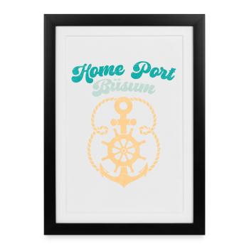 Vacances à la mer du Nord HEIMATHAFEN BÜSUM Fun - Affiche encadrée (27 × 37 cm) - noir - Devant