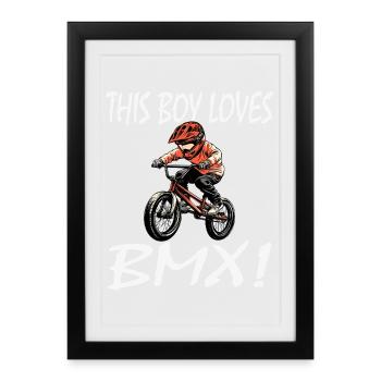Boy loves BMX – Motif BMX - Affiche encadrée (27 × 37 cm) - noir - Devant