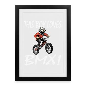 Un garçon adore le BMX - Affiche encadrée (27 × 37 cm) - noir - Devant