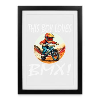 Junge liebt BMX - Gerahmtes Poster (27 × 37 cm) - Schwarz - Vorne