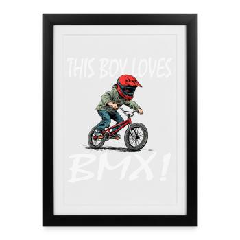Ce gamin adore le BMX - Affiche encadrée (27 × 37 cm) - noir - Devant