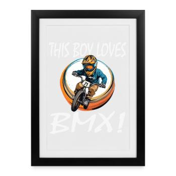 Boy Loves BMX – BMX Action Motif - Framed poster (27 × 37 cm) - black - Front