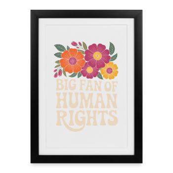 Grand fan des droits de l’homme et de l’égalité - Affiche encadrée (27 × 37 cm) - noir - Devant