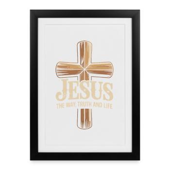 Verset biblique : Jésus le chemin, la vérité et la vie - Affiche encadrée (27 × 37 cm) - noir - Devant