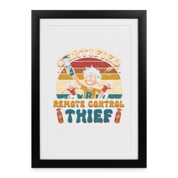 Sibling Brother Sister Remote Control Thief - Framed poster (27 × 37 cm) - black - Front